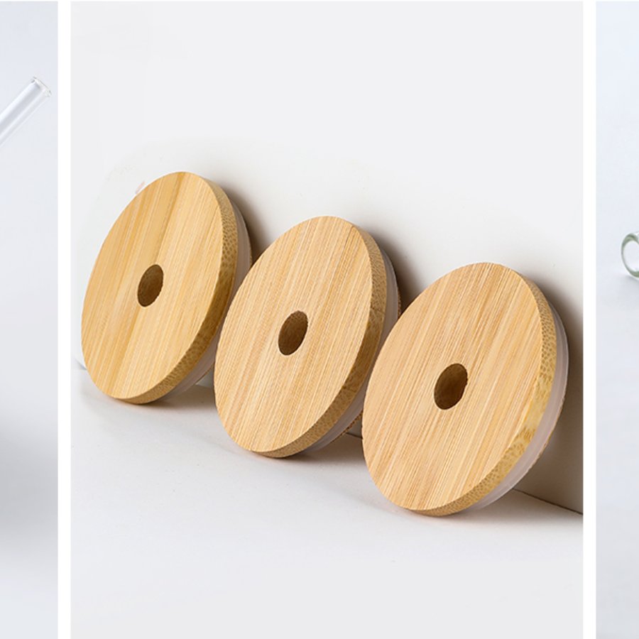 VITEVER Glass Cups with Bamboo Lids & Straws view 4