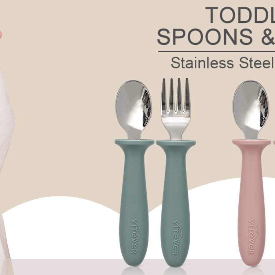 VITEVER Toddler Utensils with Silicone Handles view 2