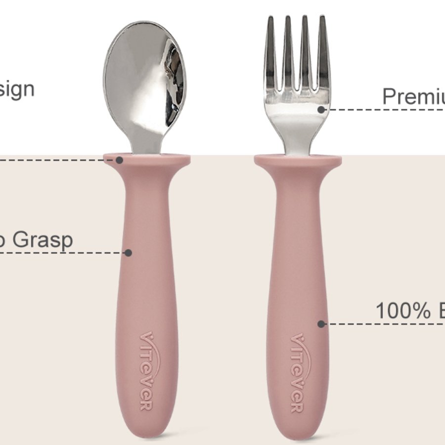 VITEVER Toddler Utensils with Silicone Handles view 4