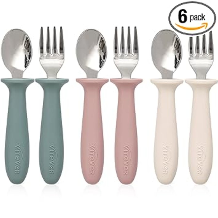 VITEVER Toddler Utensils with Silicone Handles